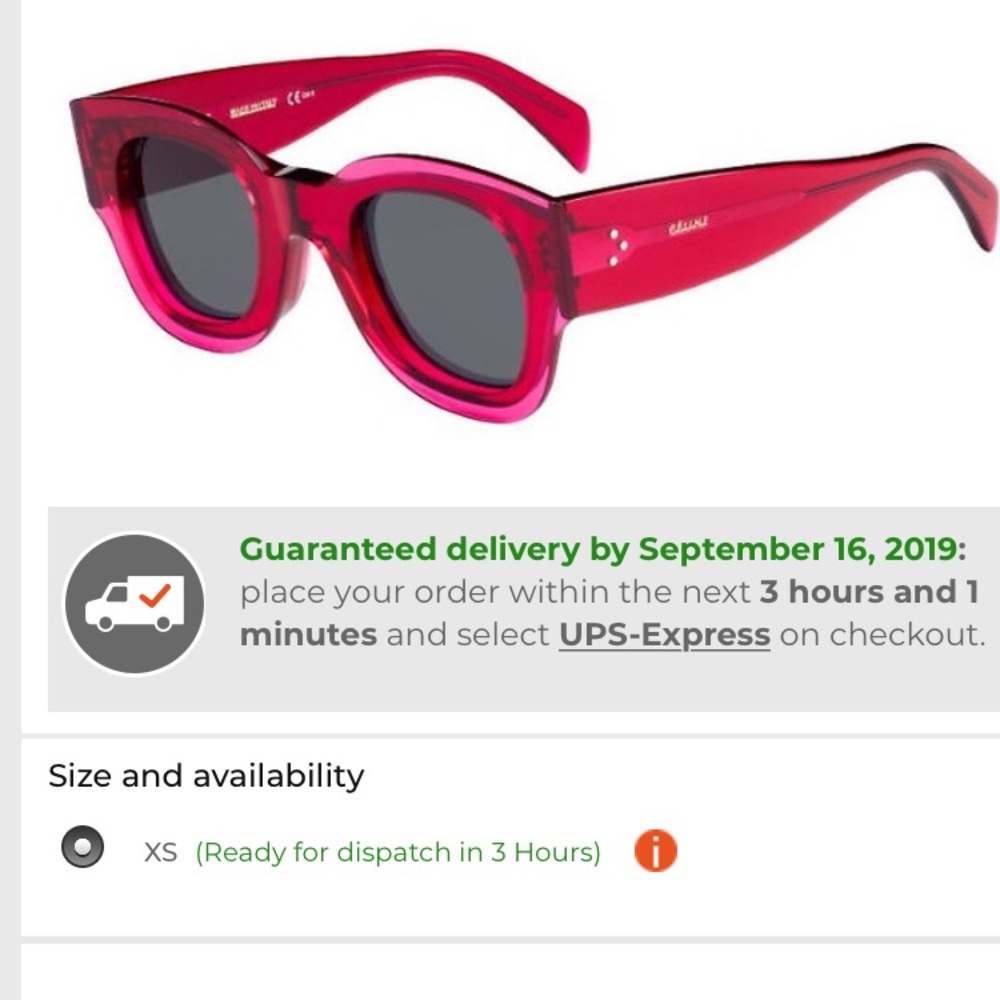 Celine sun frame Fuchsia glasses eye color gray